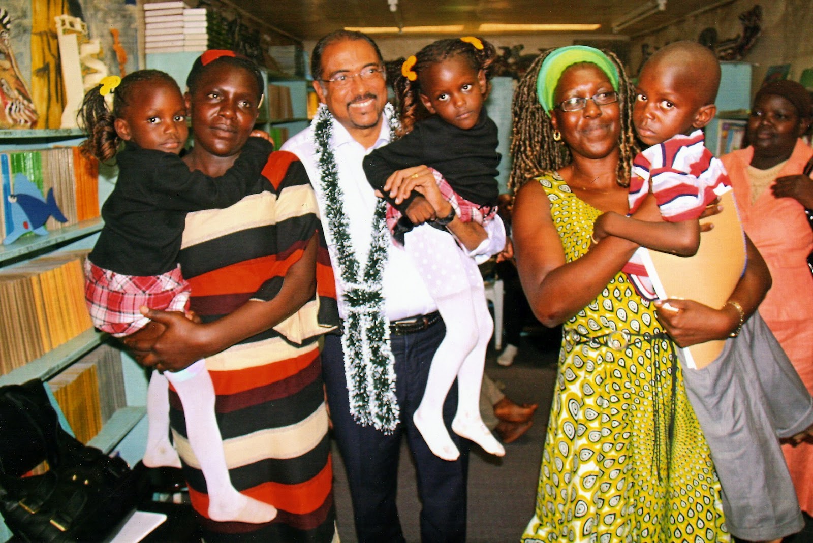 Ms Rebecca, UNAIDS Director Michel Sidibe and Wofak Director